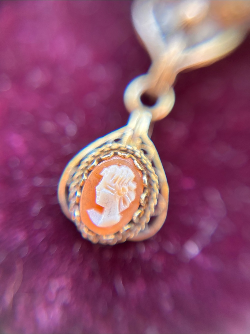 Antique 800 silver & gold vermeil filigree cameo necklace - Picture 2 of 6